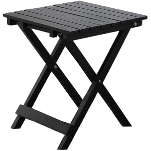 Outdoor Small Table Square Folding Wooden Patio Side Table Furniture Table for Adirondack Chair, Balcony, Porch, No Assembly Required, Black