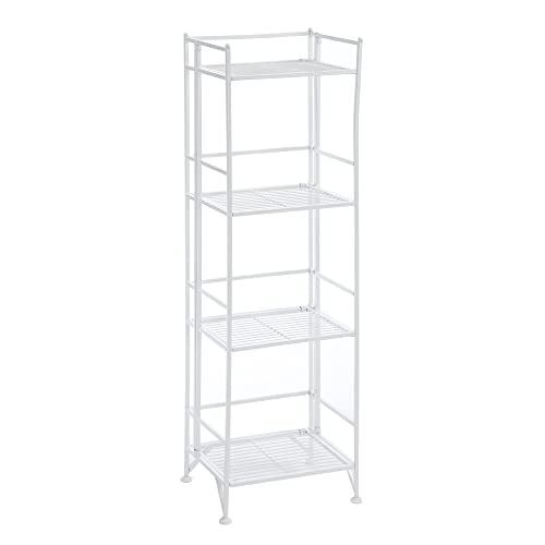 Image of Convenience Concepts Xtra Storage 4 Tier Folding Metal Shelf, White