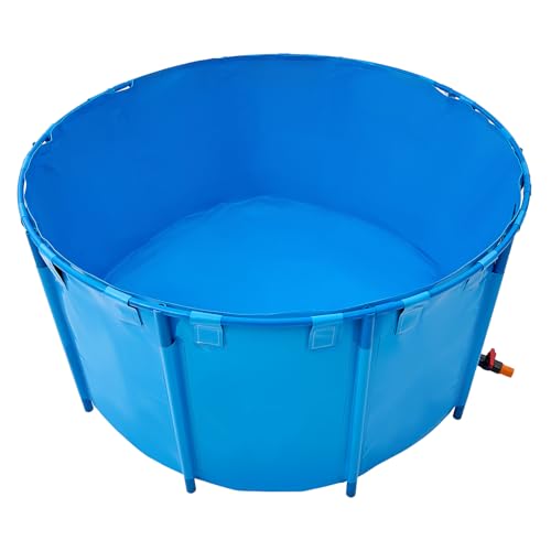VEVOR Fischteich aus Segeltuch, mit 3100L Fassungsvermögen, Koi-Aquarium aus PVC, rundes Goldfischbecken mit stabilem Rahmen & Ablassventil, für Aquakultur, Koi-Zucht & Bewässerung (blau)