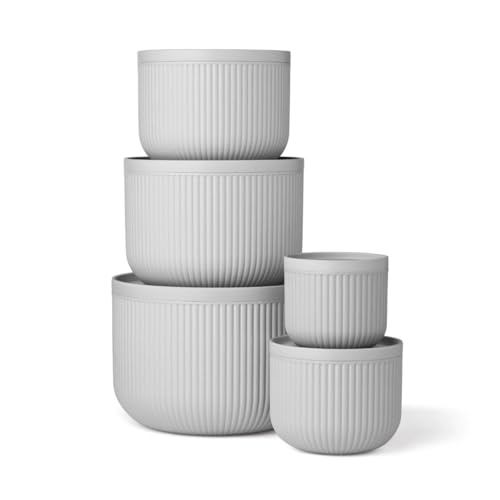 Set de 10 Tazones Mezcladores Mesa de Polipropileno con Tapa Gris