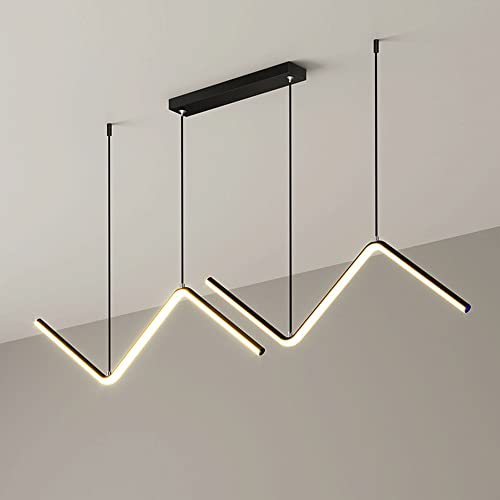 Lustre suspension LED linéaire géométrique en cristal pour îlot de cuisine