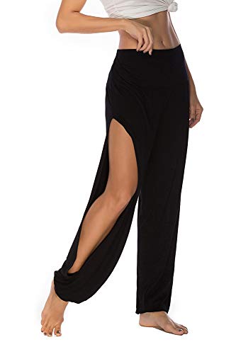 AvaCostume Womens Harem Yoga Pants Side Slit Sport Workout Sweatpants3