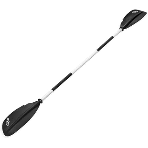 Bestway Hydro Force 91 Inch 5 Piece Adjustable Lightweight Aluminum Locking Kayak Paddle with Soft Comfort Hand Grip and 3 Lock Positions, Black/White Cover
