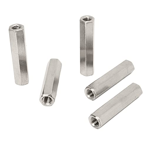 Porca de acoplamento hexagonal, seguro e resistente 5 peças 6 lados prateado prático kit de porca he