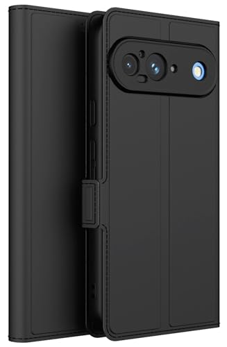 Image of Kapa Noble Slim Magnetic Leather Flip Case Cover for Google Pixel 9 | Card Holder Stand Flip Wallet Case (Black)