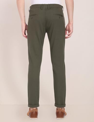 Image of Denver Slim Fit Self Design Casual Trousers