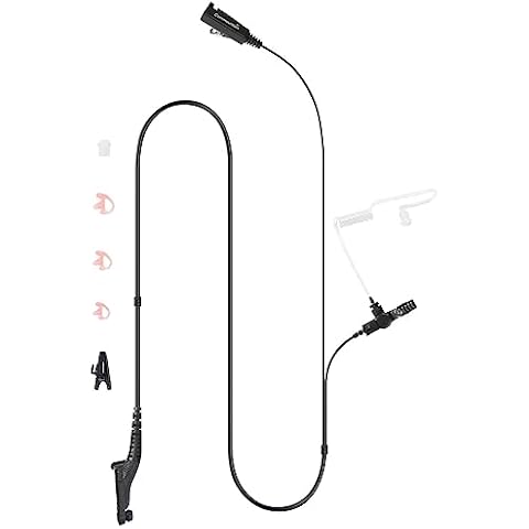 commountain APX 6000 XPR 7550e Earpiece with Mic for Motorola Radios APX 8000 APX 7000 4000 XPR 7350e 7580e 7380e XPR 7550 7350 APX6000 APX7000 APX8000 XPR7550e, Two Wire Surveillance Headset Cover