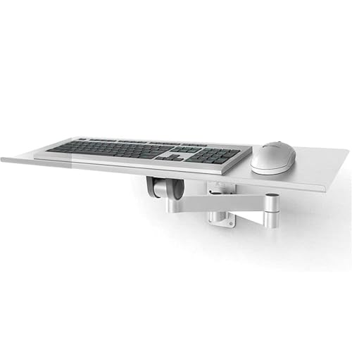 Bandeja de teclado montada en la pared con plataforma de ratón, soporte ergonómico ajustable para ahorrar espacio en el escritorio de oficina