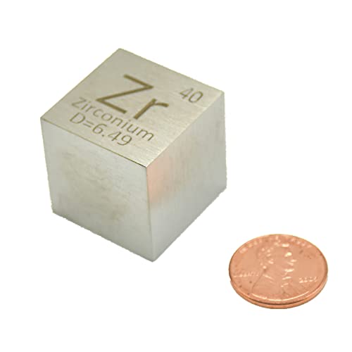 1" Zirconium Density Cube Zr For Periodic Table Collection Geeks Element Hunter Diy Display #TOP2