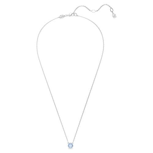 Swarovski Stilla Pendant, Round Cut, Blue, Rhodium Finished2
