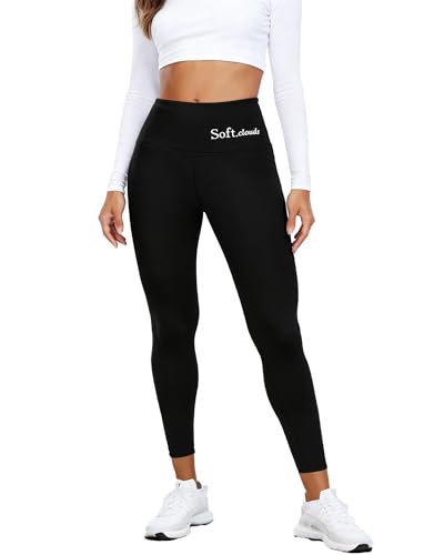 AQWEI Soft Clouds Fleece Leggings Casual Warm Winter Pants Slim Leggings Soft Clouds Fleece for Women (US Alpha Medium Regular Regular Black)