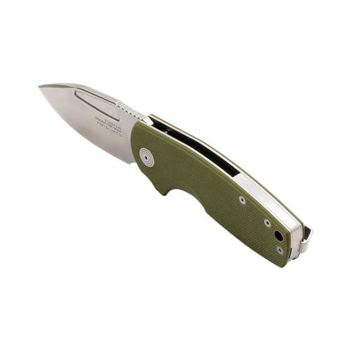 SOG Stout SJ Everyday Carry Portable Outdoor Camping Folding Knife | Ambidextrous Carry | CRYO D2 Steel Blade | Slip Joint, OD Green/Stonewash, Presentation Box