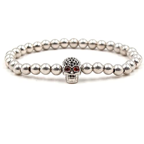 Bracelet en pierre pour femme avec perles crâne de 19 cm pour exprimer votre force intérieure