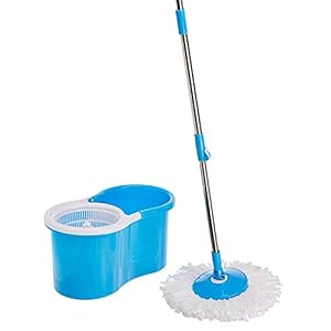 Spartan 360 Degree Spin Plastic Mop with Auto Fold Handle for Cleaning and Household Purposes (Color Assorted)