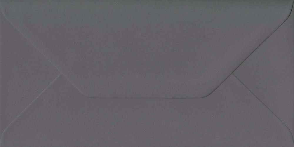 Pack of 100 Dark Grey 110mm x 220mm Gummed 135gsm Luxury DL Coloured Grey Envelopes. GF Smith Colorplan Paper.