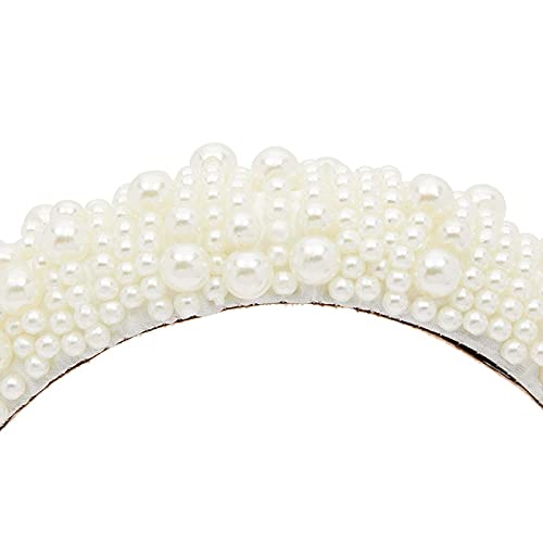 Glamlily Women's Padded Pearl Headbands with Rhinestones (2 Pack)