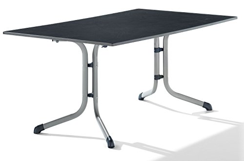 Preisvergleich Produktbild Sieger 1180-50 Boulevard-Klapptisch mit Puroplan-Platte 165 x 95 cm, Stahlrohrgestell graphit, Tischplatte Schieferdekor anthrazit