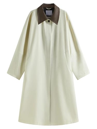Trench-coat femme simple boutonnage veste oversize chic bicolore