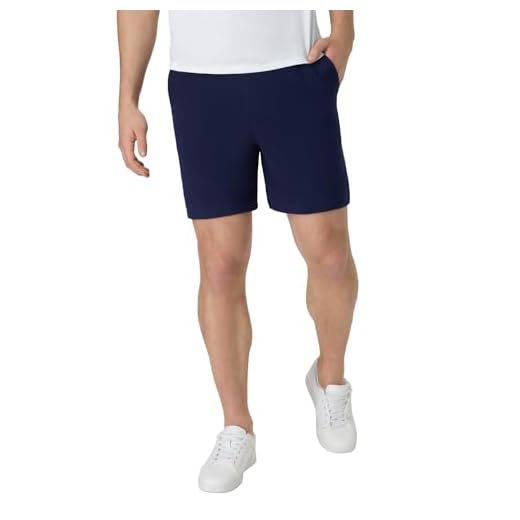 Hanes Men's Originals Cotton Pockets, Pull-On Jersey Gym Shorts, 7", Athletic Navy