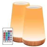 Auxmir Night Light 2 Pack, LED Touch Bedside Table Lamp, 2500mAh Rechargeable Light with RGB Color Changing, Portable Lamp for Children, Kids, Bedroom, Living Room, Camping