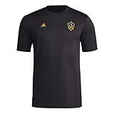 Adidas Men's LA Galaxy MLS Short Sleeve T-Shirt, Black Small Logo, Large