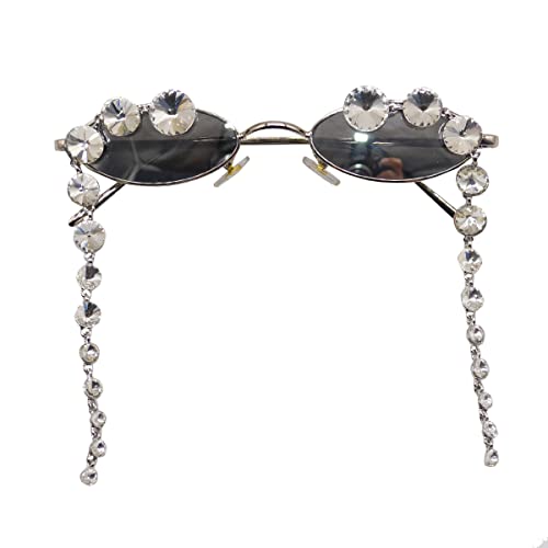 laureles 2023 Fashion Rhinestones Sunglasses Pearl Round Tassel Sunglasses Men Women Punk Sun Glasses