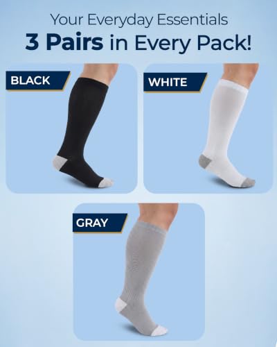 Image of Pembrook 3 Pairs Plus Size Compression Socks Wide Calf - Bamboo Viscose Compression Socks for Women Wide Calf