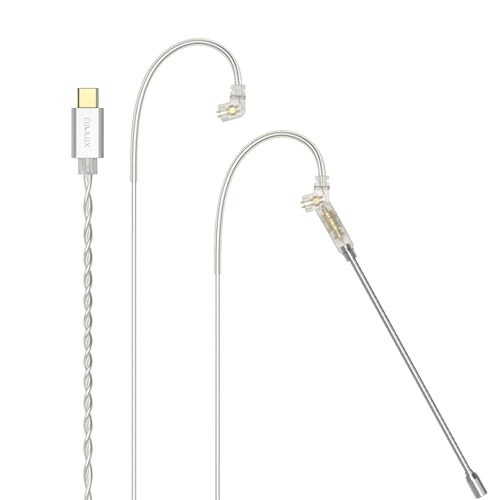 Image of Cubilux USB Type C 2-Pin 0.78mm IEM Cable with Microphone, Silver Plated OFC Wires Replacement Cable with Detachable Boom MIC for Wan'er S.G, ZS10 Pro, ZS10 Pro X, ZSN PRO, ZSX, 4 Feet