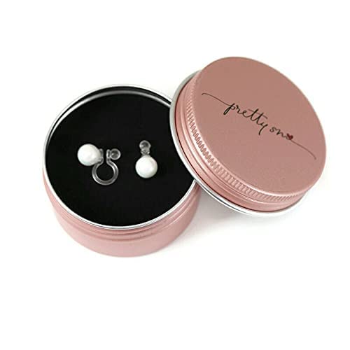 Pretty Smart Round Simulated Shell Pearl Invisible Clip On Earrings for Non-Pierced Ears White (6mm)