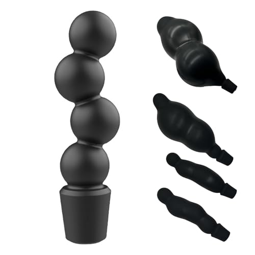 AMAZBEE Aufblasbarer Butt Plug mit Pumpe Silikon Anal Plug für Anal Dilatation Training Prostate Massager Arsch Plug BDSM Adult Sex Toys (Black)