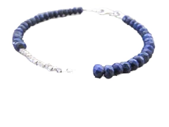 Bracelet lapis lazuli 4mm en pierres naturelles à facettes LCBR-4133
