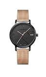 WENGER Reloj de Pulsera para Mujer de Acero Inoxidable Metropolitan Donnissima Ø 38 mm, Fabricado en Suiza, Cuarzo analógico, Resistente al Agua hasta 100 m, Negro/Oro Rosa, Pulsera