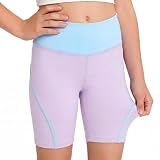 Tokeya Pantalones Cortos para Niñas Elástica Pantalón Corto de Ciclismo Verano Transpirable Cómodas Shorts Leggings Deportiva Mallas Gimnasio Danza Fitness Running para Niña 6-7 Años, Morado
