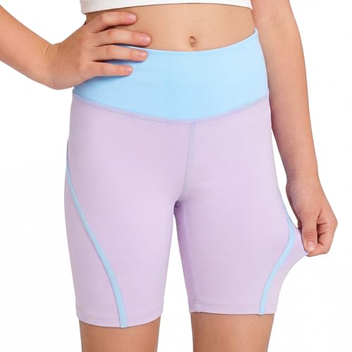 Image of Tokeya Girls Cycling Shorts High Waisted Sports Short 10-11 Years, Purple