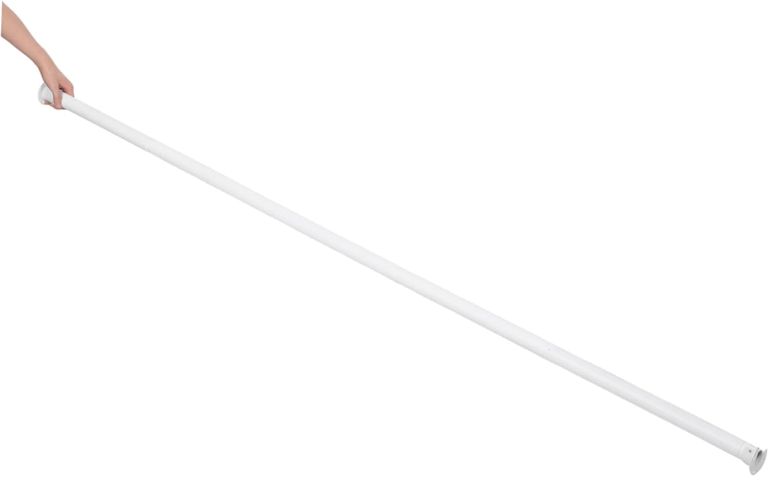 Heavy Duty Adjustable Closet Rod for Hanging Clothes, Carbon Steel White Metal Rod with Space Saving Design, Fits Wardrobes Laundry Rv, Includes Complete Accessories, 177-212cm