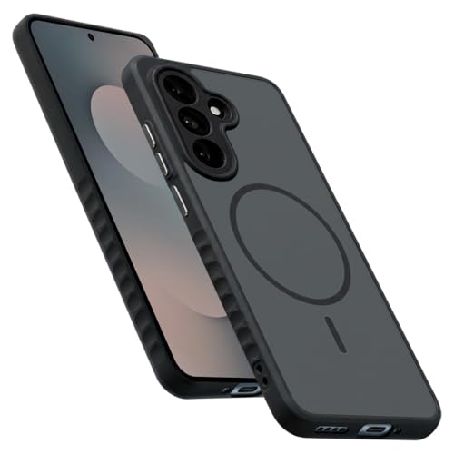 Image of VONZEE Matte Magnetic Case Compatible for Samsung Galaxy S25 Fe Wireless Charging Shockproof Anti-Scratch TPU PC Slim Fit Full Protection Phone Cover for Samsung Galaxy S25 fe-Black