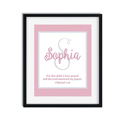 CANARY ROAD Girls Bible Verse Paper Art Print | Girl Monogram | Baby Girl Gift | Personalized Baptism Gift | Christening Gift | Religious Gift | Christening Present | Baptism Present | First Communion