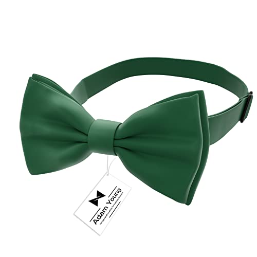 Image of Adam Young Men's Bow Ties with Handkerchief & Cufflinks Pre-Tied Style Formal Satin Classic Bowtie for Tuxedo Faux Silk