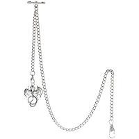 TREEWETO Albert - Reloj de bolsillo con cadena para hombre, 2 ganchos con diseño de dragón antiguo, diseño de colgante de plata