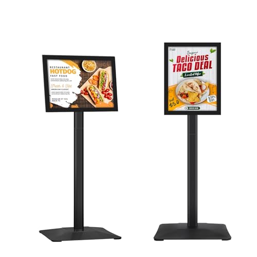 Heavy-duty 8.5x11 in Sign Stand Holder Floor Stand Sign, Poster Display Standing Signs with PVC Magnetic Frame & Heavy-duty pedestal, Black