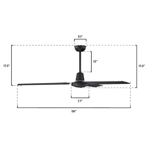 Westinghouse Lighting Jax Industrial Style 56-Inch Matte Black Indoor Ceiling Fan, Remote Control Included by Westinghouse - Image 5