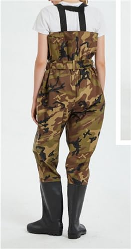 Cicilin Calças de pesca para homens e mulheres com botas à prova d'água para caça e pesca, Camuflag