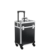 HOMCOM Valise Trolley Maquillage Vanity Alu. 34L x 24l x 52H cm Noir