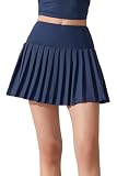 [MORGEN SKY] プリーツ スカート スポーツ スコート レディース ミニスカート インナーパンツ Aライン チアリーダー スクールスカート 衣装 体操服 応援団 体育祭 テニス ゴルフ ジム ヨガ フィットネス DQ363 (JP, アルファベット, S, ネイビー)