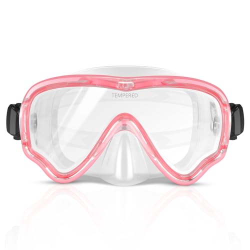 yVicv Snorkel Mask, Swimming Goggles with Nose Cover for Kids, Scuba Diving Mask Anti-Fog Anti-Uv Waterproof 180° View, Silica Gel Diving Goggles Suitable for Children Aged 6-14