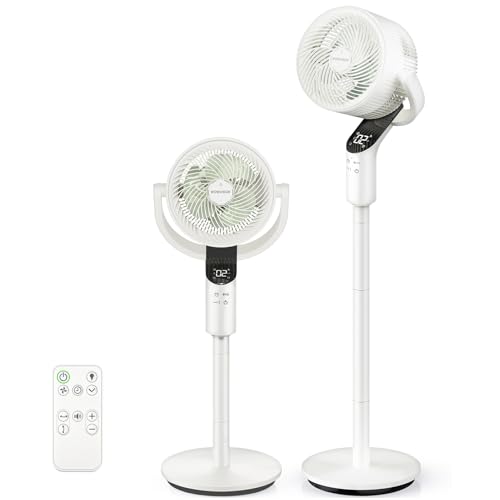 WOWDSGN Standventilator mit Fernbedienung, 22 dB leiser Ventilator für Schlafzimmer & Wohnzimmer, höhenverstellbarer Boden Ventilator mit 3D Oszillation, 8 Windgeschwindigkeiten & 15 St-Timer (Grün)