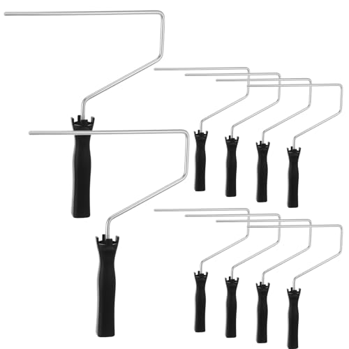 Baderke 10 Pcs 9 Inch Mini Paint Roller Handle 13 Inch Frame Small Paint Roller Brush Painting Supplies for Wall House Homes(Black)