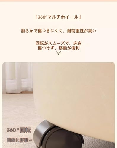 aelahロースツール キャスター付き 丸椅子 低い腰掛け 低い椅子 回転椅子 木製 足置き台 低所作業 オットマン スツール キャスター付き360°回転 高弾性クッション おしゃれ 靴交換低いスツール リビング/玄関/寝室適 (ライトグレー) [5]