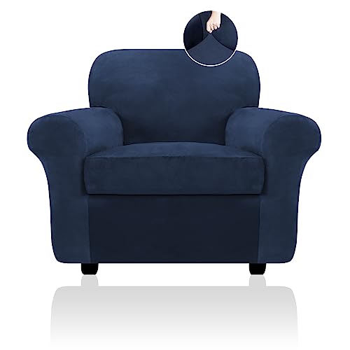FestiCorp Sofa Cover, Velvet Couch Covers for Dogs, Stretch Sofa Slipcovers, Thick Furniture Covers for Pets, Washable Chair Cover, Armchair, Navy