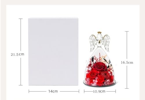 KQQK エンジェルローズ ガラスドーム 置物 プリザーブドフラワー 完成品 贈り物 ギフト (不带灯,蓝花) [2]